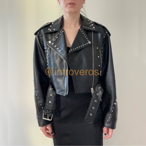 BLOGGERS FAV ZARA STUDDED FAUX LEATHER JACKET - Picture 2 of 15